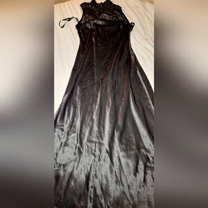 Zum Zum by Niki Livas Black Satin Maxi Dress Gothic/ Emo Gown.